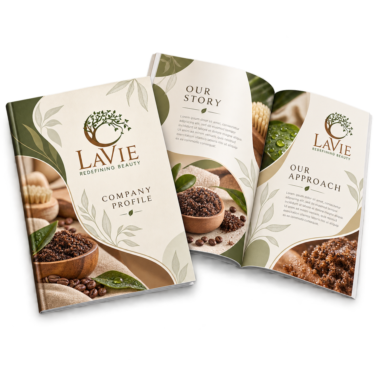 LaVie: Botanical company profile booklet for a skincare brand.